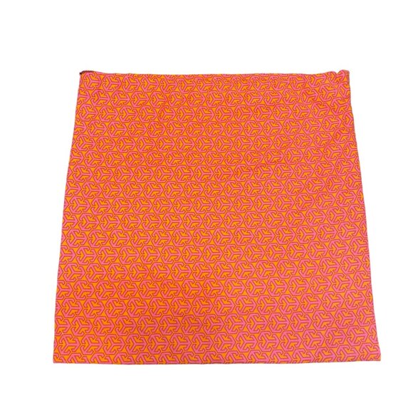 Vtg Tory Burch Logo Print Drawstring Dust Bag 14” x 14” Orange Shoe Purse Fabric - Picture 4 of 6